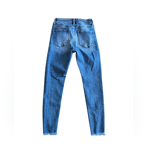 Kancan Distressed High Rise Ankle Skinny Jeans Fringe Bottom Hem Size Girls 12 - Picture 5 of 7